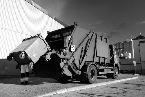 Recycling bins and commercial waste area in Woolwich